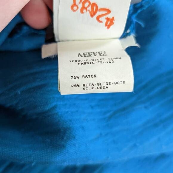 Alberta Ferretti Blue Velvet Sleeveless Wrap Dress Size 8 Women's Preowned FLAWS - Picture 5 of 9